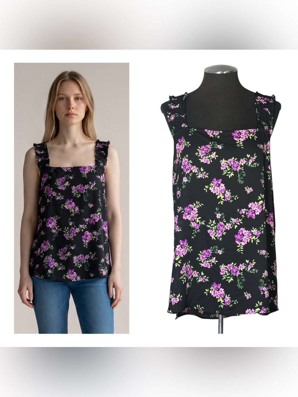 🆕 Pleione – Floral Square Neck Tunic Top – Nordstrom – Large – NWT